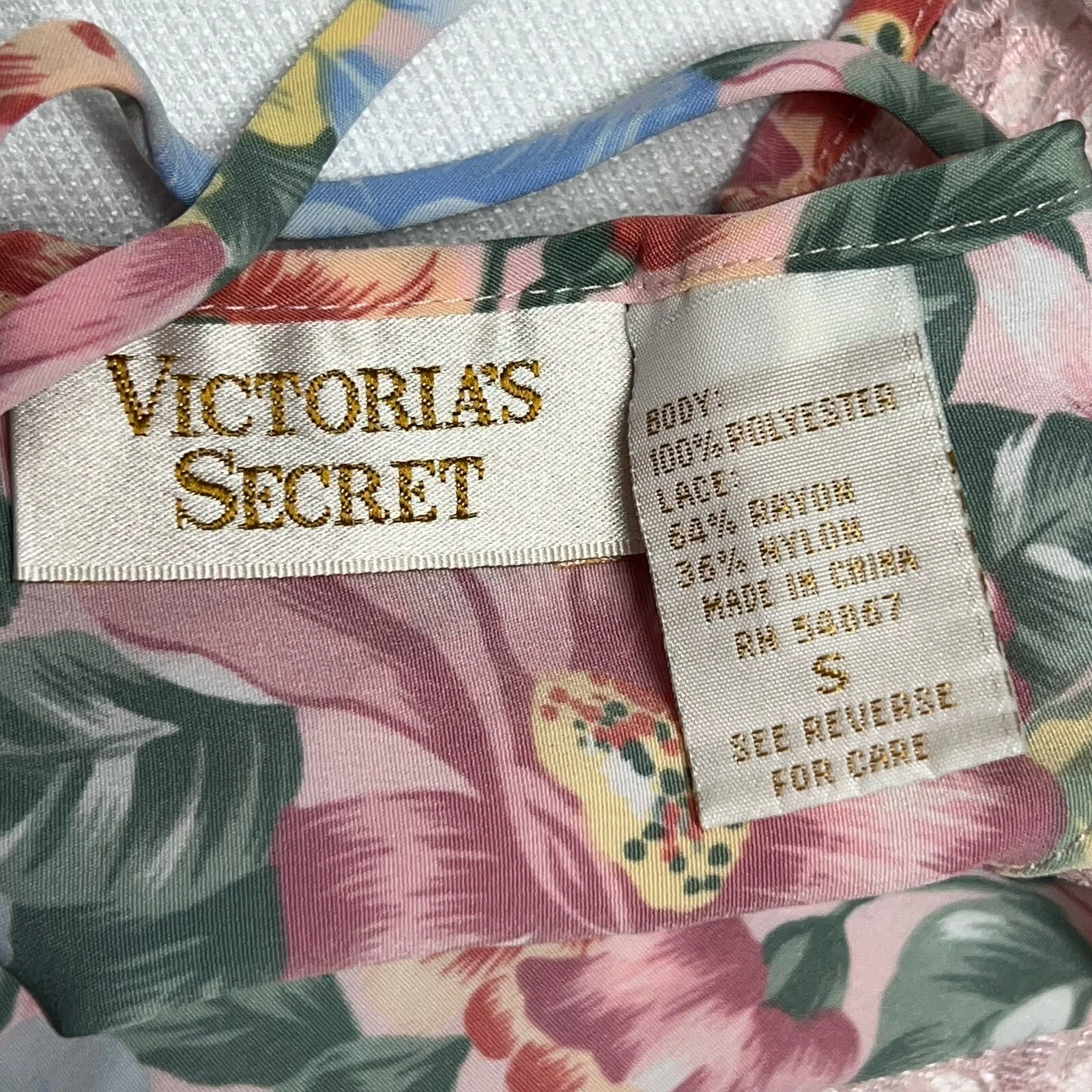 UNDERCOVER Abito Victoria's Secret vintage etichetta oro floreale chemise slip pizzo taglia small