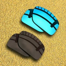 US 2 Pairs Polarized Replacement Lenses for-Oakley Double Edge OO9380-Blue Brown