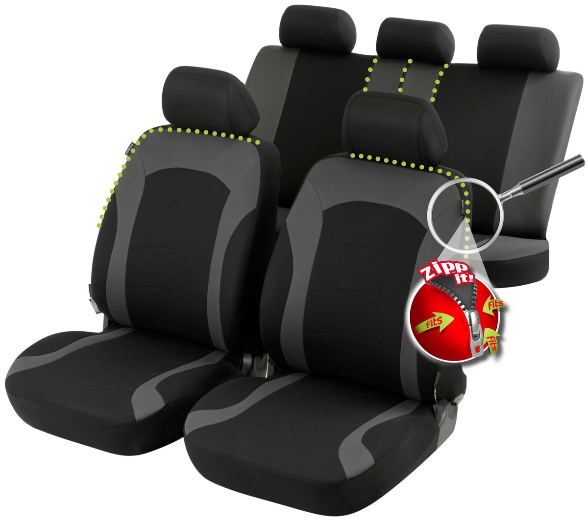 Seat Cover Black Grey Full Set For Suzuki WAGON R 2003-2005