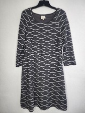 ECI New York Sweater Dress 3/4 Sleeve Grey Overlapping Pattern Size 8