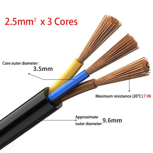 0.5mm²-6mm² Pure Copper Flex Wire 2/3/4/6-Cores Electrical Cable PVC Insulation - Picture 24 of 35