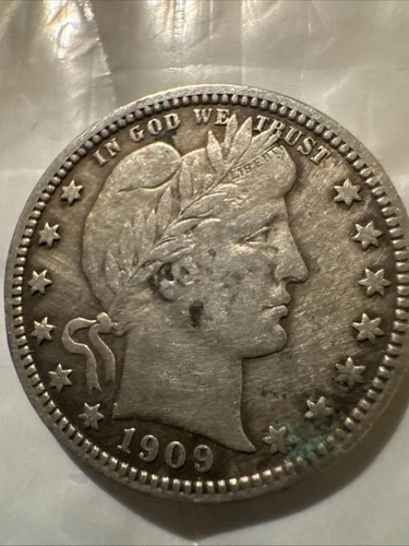1909-p barber quarter 25 Cent Nice Shape Condition For 116 Years  Nice Coin