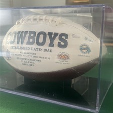 Sean Lee Autographed JSA COA Cowboys Championships Football In Display