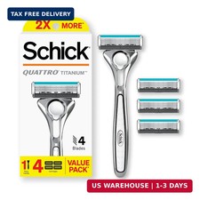 Schick Quattro Titanium 4-Blade Razors for Men, 1 Handle 4 Refills