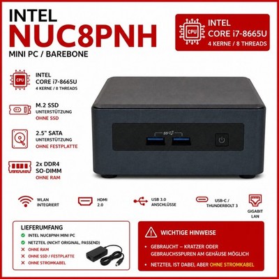  Intel NUC8PNH Mini PC Core i7-8665U  OHNE RAM OHNE SSD  #A22