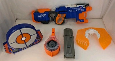 NERF Hyperfire N-strike Elite Motorized Dart Blaster 25 Dart Clip Shield& Target