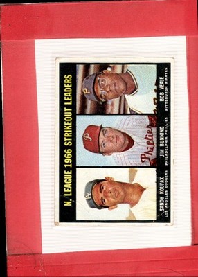 1967 Topps #238 Bunning/Sandy Koufax/Veale G Good NL Strikeout Leaders ID:77541