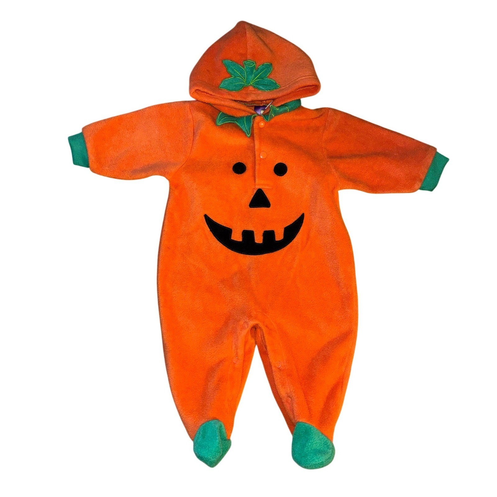 Baby Pumpkin Halloween Costume Fleece Bunting Hooded Jumpsuit Preemie 6-9M