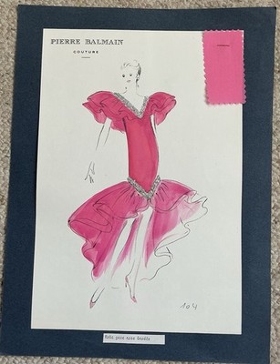 Pierre Balmain Couture Atelier Design Sketch   Private Client   Circa 1988 1989
