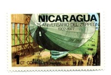 1977 Nicaragua 1 Centavo Stamp 75th Anniversary of the Zeppelin No Gum