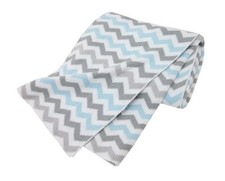 Soft Cotton Zigzag Blue Crib Blanket 30x30 Travel Friendly Machine Washable