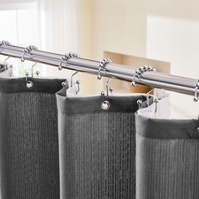 Grey Shower Curtain and Liner, 3 in 1 Shower Curtain Set with 12 Double Sided...