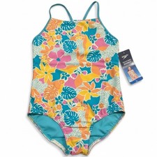 Speedo Girls 1PC Swimsuit Youth Large Tropical Floral NWT