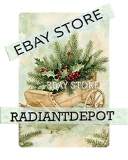 flower cart metal sign winter greenery art home accessories