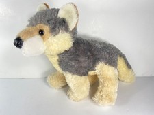 Aurora Timber Wolf Plush 12" Long Stuffed Animal Toy Gray Cream Standing