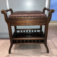 LOVELY LATE VICTORIAN EARLY EDWARDIAN WALNUT  PIANO STOOL PADDED SEAT CUSHION