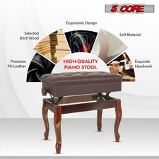 5 Core Piano Bench 3" Padded Cushioned Stool Wooden Heavy Duty Musician Chair