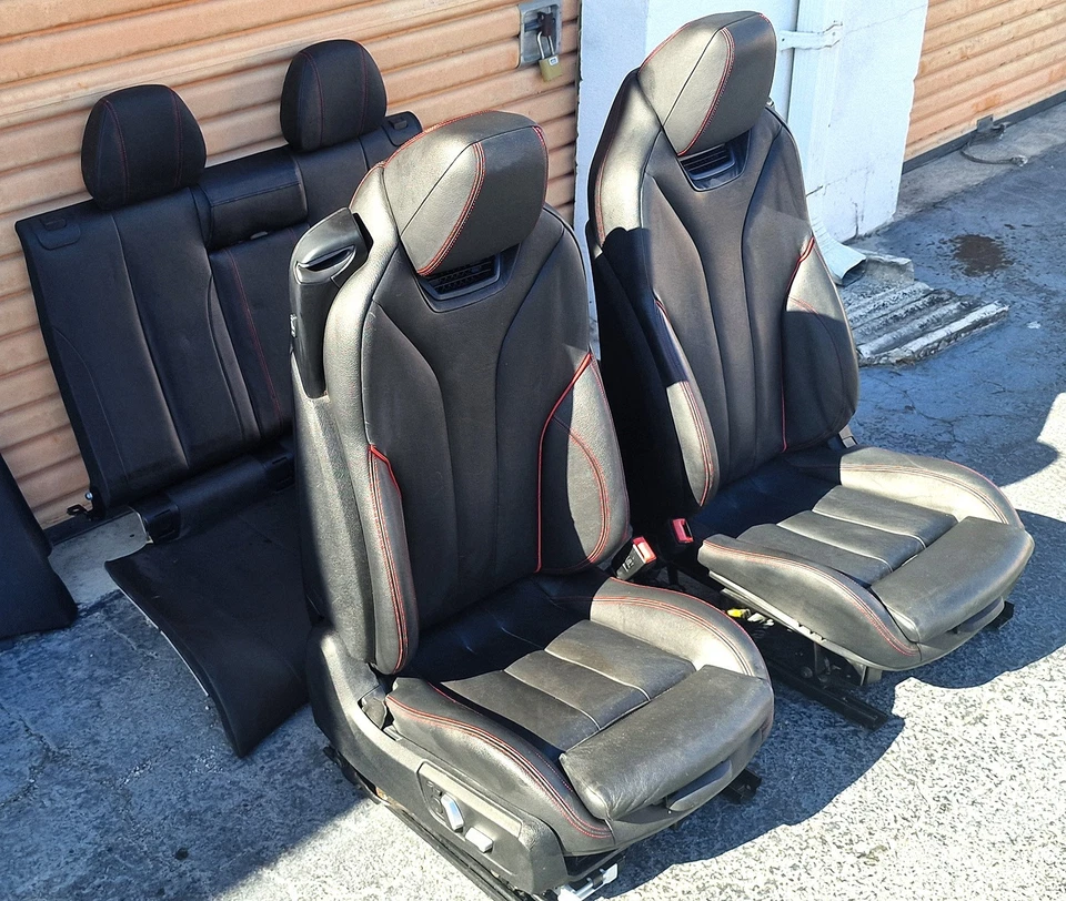 OEM BMW 428i 435i F33 14 15 16 COVERTIBLE SPORT HEATED SEAT SET BLACK RED STITCH - Image 2 of 4
