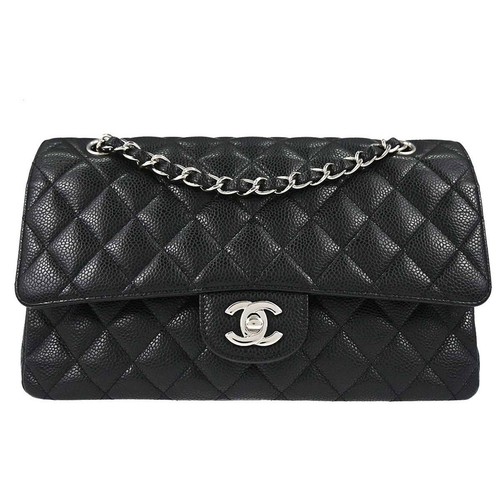 Chanel Black Calfskin Medium Classic Double Flap Shoulder Bag 167199