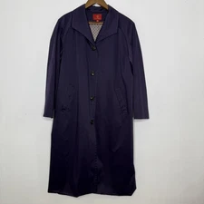 Cole Haan Coat Womens 12 Purple Thermore Insulated Long Button Trench Jacket