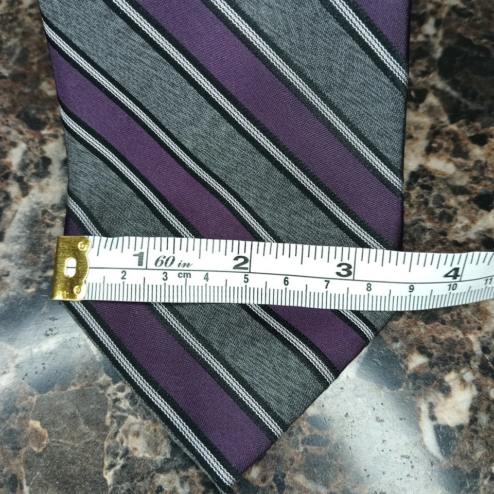 Corbata de cuello Calvin Klein gris púrpura 100 % seda para hombre hecha en China 59" X 3,5" Foto 4 de 4
