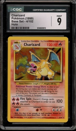 Pokemon Charizard Base Set Unlimited Holo Rare #4 CGC 9 Mint