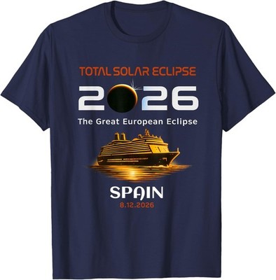 Total Solar Eclipse 2026 Spain Sea Cruise Ship Family Match Unisex T-Shirt