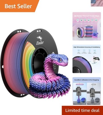 Clog-Free Rainbow PLA+ Filament 1.75mm - 1kg Spool for Precision Printing