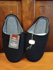 Totes Toasties Slippers Men Size 9/10 Black Comfort Slip-On