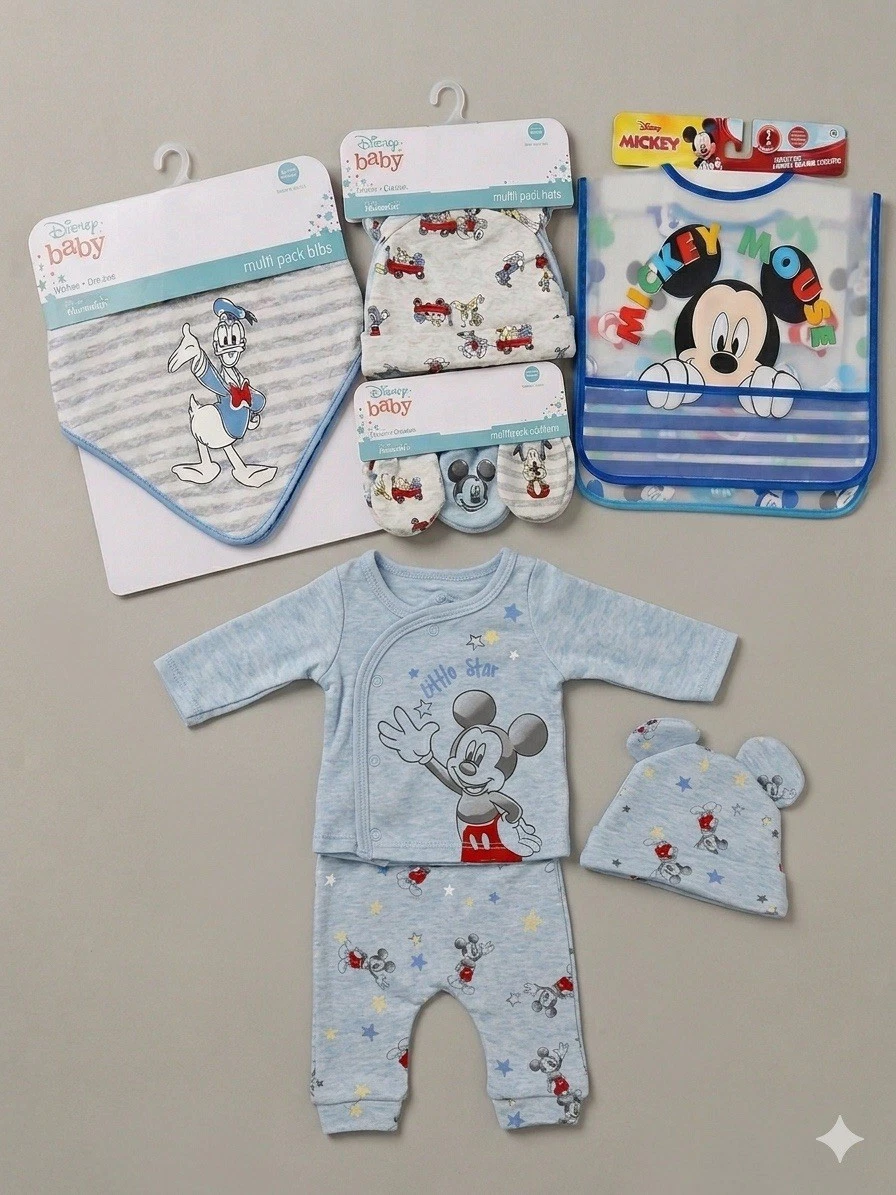 NWT-3/6M Boys Disney Baby Mickey & Friends Clothing & Essentials Lot, 14pc