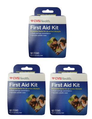 Lot 3 CVS First Aid Kit Mini Travel Golf Bag Bandages Sterile Pads Wipes w/ Case