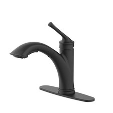 Glacier Bay 1-Handle Pull-Out Sprayer Kitchen Faucet w/ Deckplate Matte Black