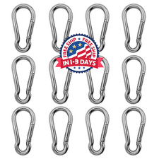 12PCS 304 Stainless Steel Carabiners Spring Snap Hooks Heavy Duty Keychain Clip