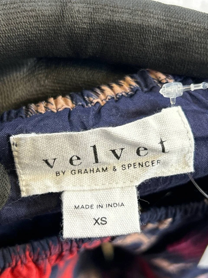 Velvet Shirt Womens Xs Blue Red Purple Cotton Blouse - Image 3 of 4