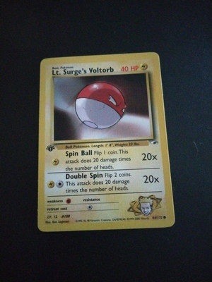1st Edition Lt. Surge's Voltorb 84/132 Gym Heroes Set Pokémon Card - NM