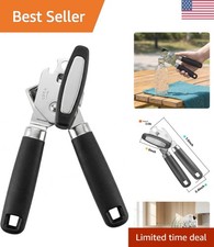 Durable Manual Stainless Steel Can Opener with Soft Grip Handle - Easy to Clean