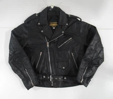 Genuine Leather Jacket Pro-Rider MOTORCYCLE Black Men's USA Size 46 #VT652