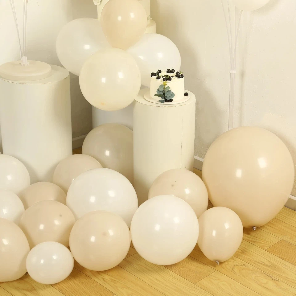 95 BLANCO BEIGE Globos Biodegradables Guirnalda Decoración Fiesta Kit Suministros Foto 2 de 4