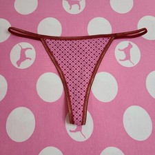 Rare VTG VS PINK Graphic Cotton Low Rise V-string Thong Panty Size M