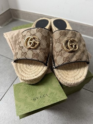 Gucci GG Marmont Espadrilles Sandalen Pantoletten Gr. 40,5 Canvas