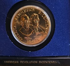 American Revolution Bicentennial Bronze Medal Samuel Adams Patrick Henry Uncirc…
