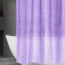 Purple 3D Crystal Plastic Shower Curtain 72W x 72L (Pack of 1), B-purple 