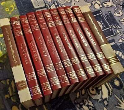 World Book Encyclopedia Science Year Books 1980-1988 Plus Two Student Handbooks