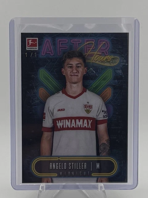 2025 Topps Midnight Bundesliga Angelo Stiller #AH-27 Black Light After Hours 1/1