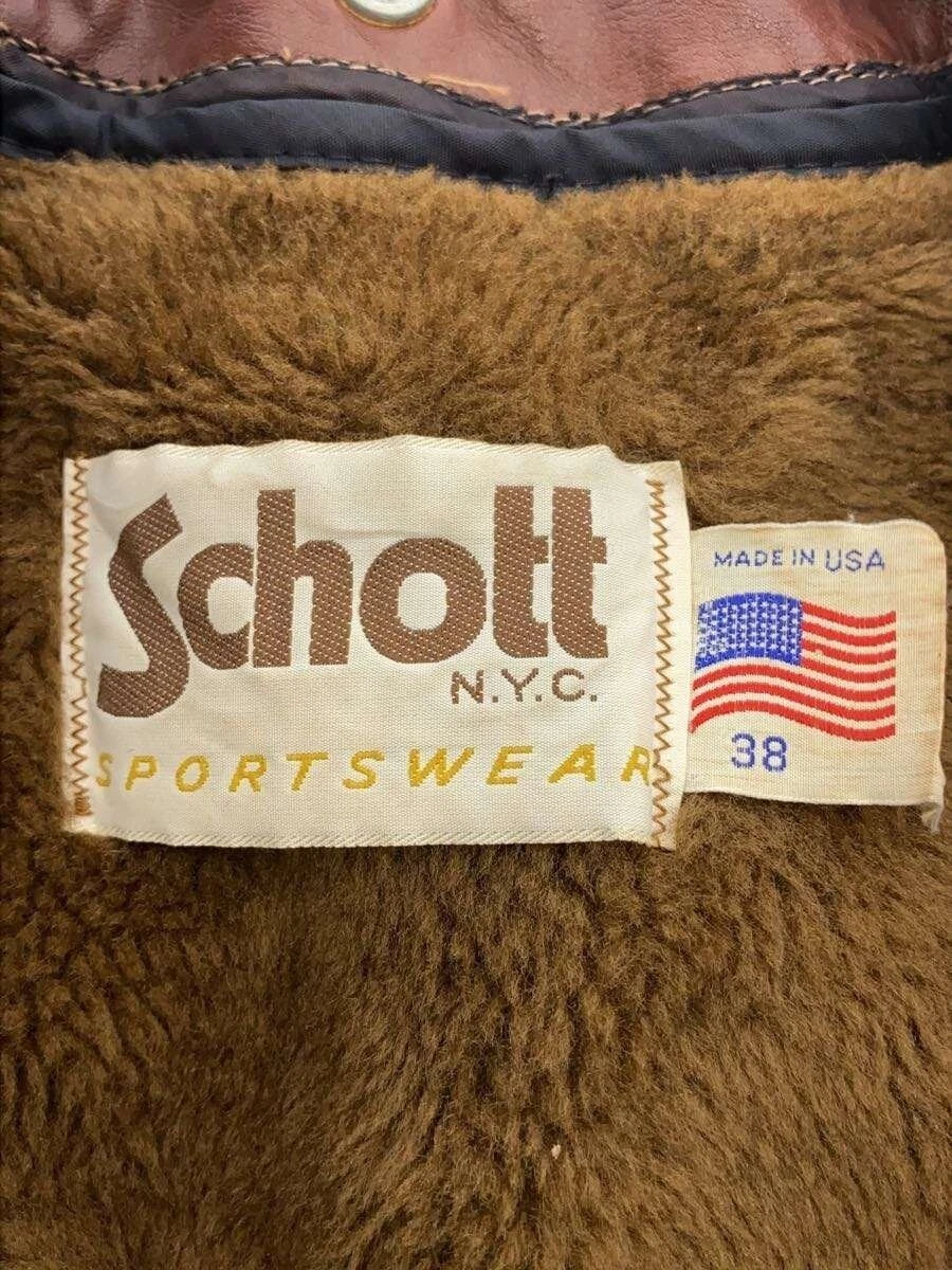 Chaqueta de vuelo Schott 38 cuero marrón liso