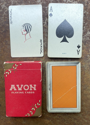 Vintage 1940 Avon Playing Cards, Lady Joker, 52/52, some damaged cards, USPCC