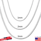 925 Sterling Silver Snake Chain Necklace 1MM 2MM 3MM Thin Dainty Chain 40-75CM