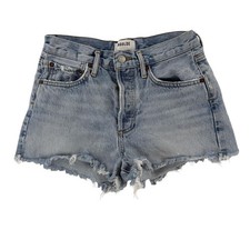 AGOLDE Parker Denim Shorts Womens 24 Blue High Rise Distressed Cutoff Frayed