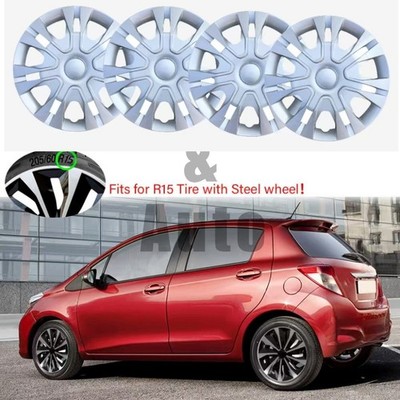 15'' inch Hubcaps Wheel Rim Covers Snap On Silver R15 For Toyota Yaris 2009-2023
