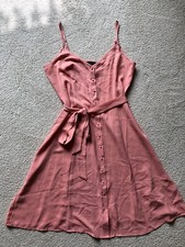 Forever 21 Blush Pink Sleeveless Button Down Front Belted Dress Women Size Large